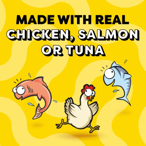 Temptations Creamy Puree Lickable Squeezable Wet Cat Treat Chicken Salmon & Tuna Variety Pack Perspective: left