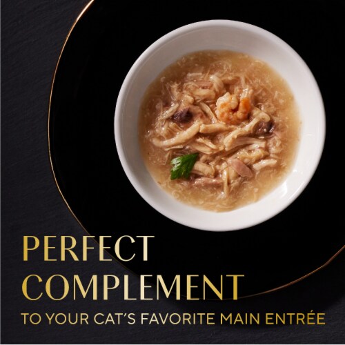 Sheba Selections Filets in Broth Cat Meal Complement Adult Chicken & Shrimp Recipe Perspective: left