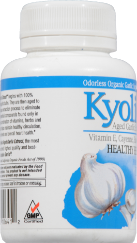 Kyolic Aged Garlic Extract Circulation Formula 106 Capsules Perspective: left