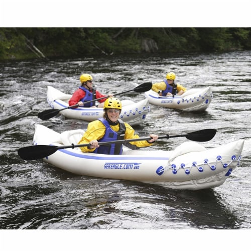 Sea Eagle 330 Deluxe 2 Person Inflatable Sport Kayak Canoe Boat w/ Pump & Oars Perspective: left