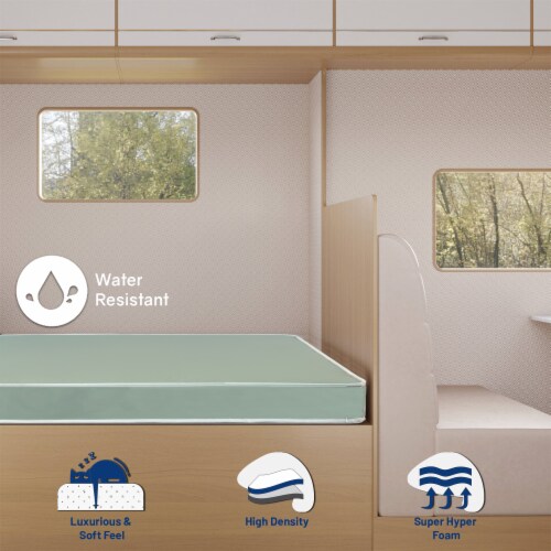 Continental Sleep, 4 High-Density Cooling Gel Memory Foam Vinyl RV Mattress Replacement Perspective: left