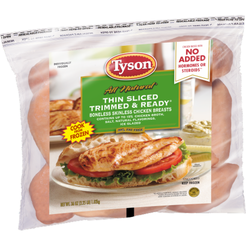 Tyson® Thin Sliced Boneless Skinless Chicken Breasts Perspective: left