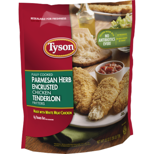 Tyson® Fully Cooked Parmesan Herb Crispy Frozen Chicken Strips Perspective: left