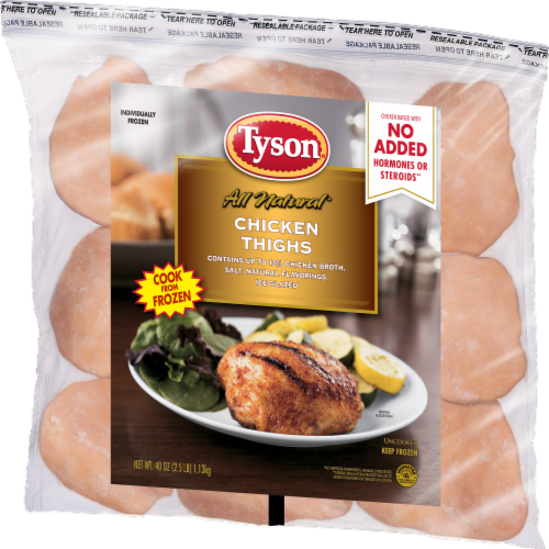 Tyson Frozen Chicken Thighs Perspective: left