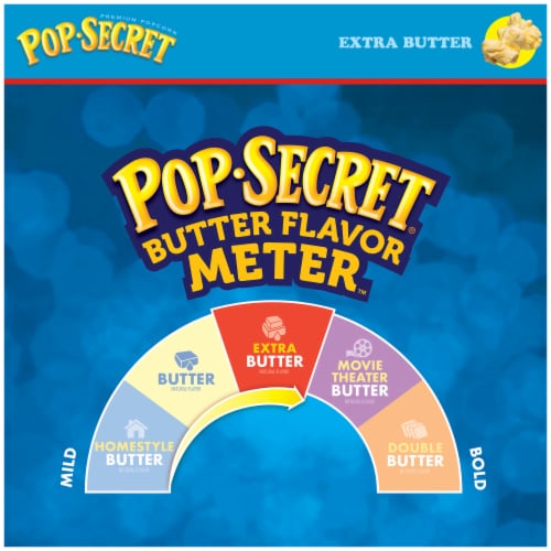 Pop Secret Microwave Popcorn Extra Butter Flavor 3.2 Oz Sharing Bags Perspective: left