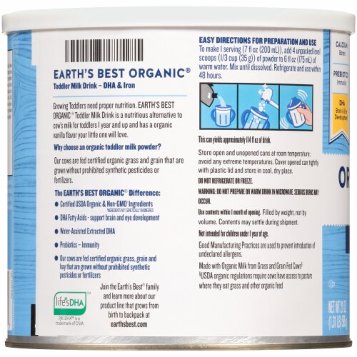 Earth's Best Organic Toddler Milk Drink Powder Perspective: left