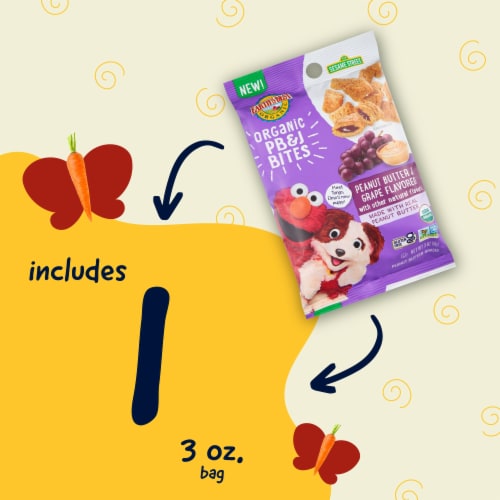 Earth's Best Organic Sesame Street Peanut Butter & Grape PB&J Bites Perspective: left