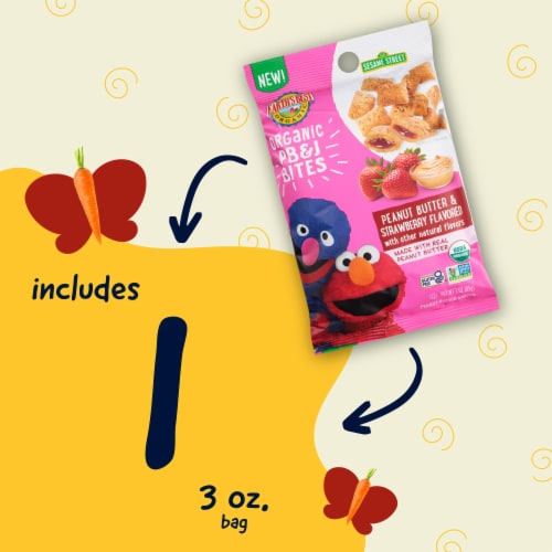 Earth's Best Organic Sesame Street Peanut Butter & Strawberry PB&J Bites Perspective: left
