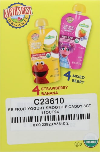 Earth's Best® Sesame Street Strawberry Banana Fruit Yogurt Smoothies Variety Pack Perspective: left