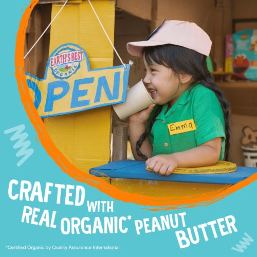 Earth's Best Organic Corn Puffs for Toddlers 2 Years Old and Up, Peanut Butter Flavor Perspective: left