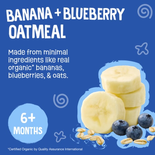Earth's Best Organic Baby Food Pouches, 6+ Months, Fruit & Grain Puree, Banana Blueberry Oat Perspective: left