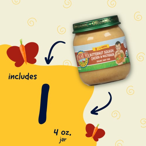 Earth's Best Organic Chicken & Brown Rice Stage 2 Baby Food Perspective: left