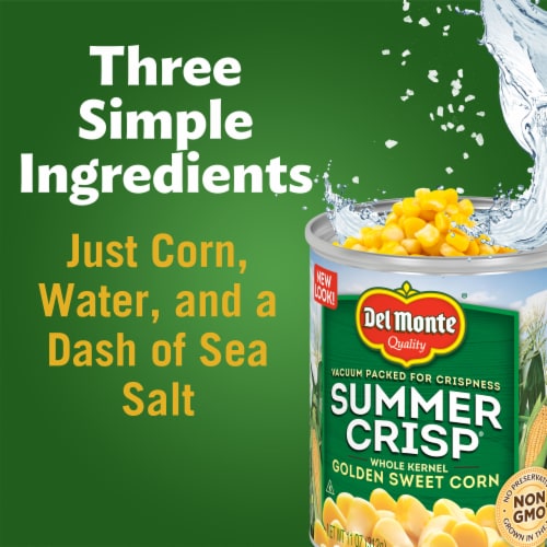 Del Monte Summer Crisp Whole Kernel Corn Golden Sweet Corn Perspective: left