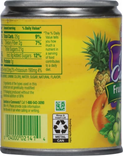 Del Monte 100 Calorie Fruit Cocktail in Extra Light Syrup Perspective: left