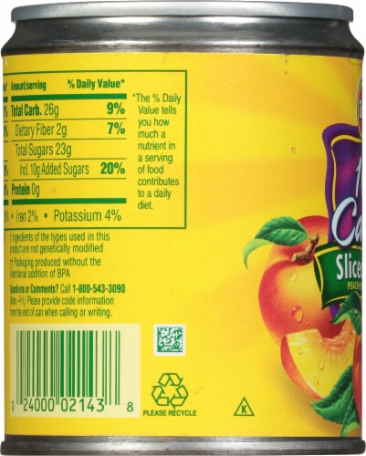 Del Monte 100 Calorie Sliced Peaches in Extra Light Syrup Perspective: left