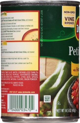 Del Monte Petite Diced Tomatoes with Hatch Green Chilies Perspective: left