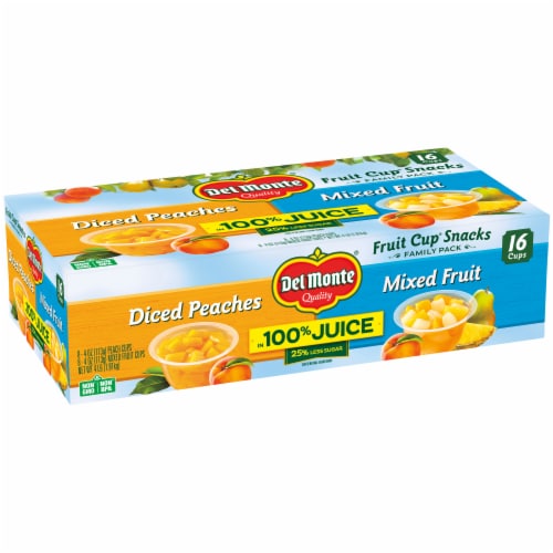 Del Monte® Mixed Fruit & Diced Peaches Fruit Cups Perspective: left