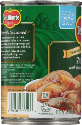 Del Monte Seasoned Zucchini with Italian Style Tomato Sauce Perspective: left