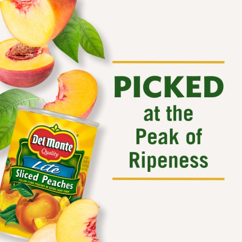 Del Monte® Yellow Cling Sliced Peaches in Extra Light Syrup Canned Fruit Perspective: left