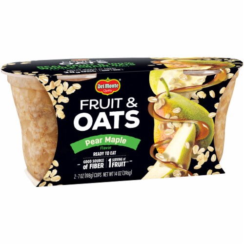Del Monte Fruit & Oats Pear Maple Cups 2 Count Perspective: left