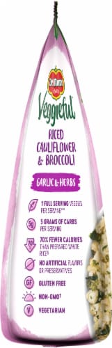 Del Monte® Veggieful™ Garlic & Herbs Riced Cauliflower & Broccoli Frozen Mixed Vegetables Perspective: left