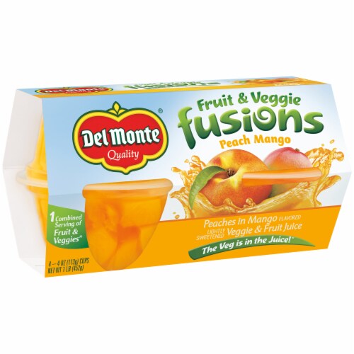 Del Monte Peach & Mango Fruit & Veggie Fusion Fruit Cups Perspective: left