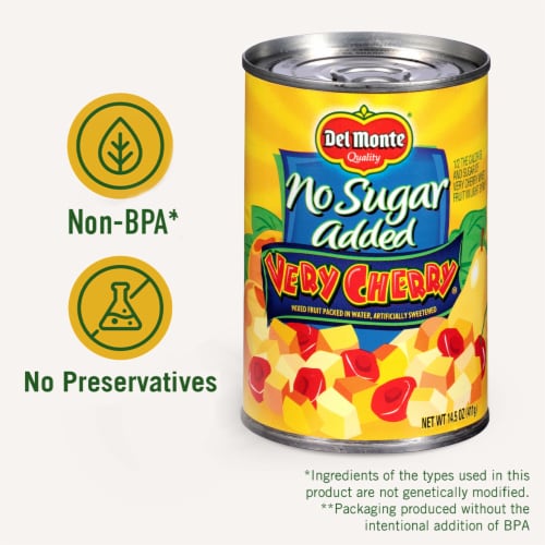Del Monte® Very Cherry No Sugar Added Mixed Fruit in Water Canned Fruit Perspective: left