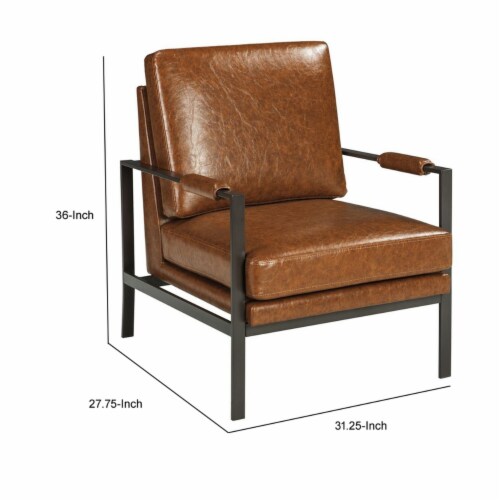 Ashley Peacemaker Faux Leather Accent Chair in Brown Perspective: left