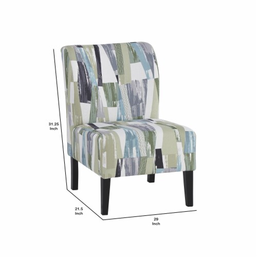 Ashley Triptis Slipper Chair in Green and Gray Perspective: left
