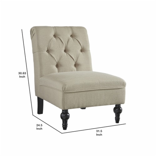 Ashley Degas Tufted Slipper Chair in Oatmeal Perspective: left