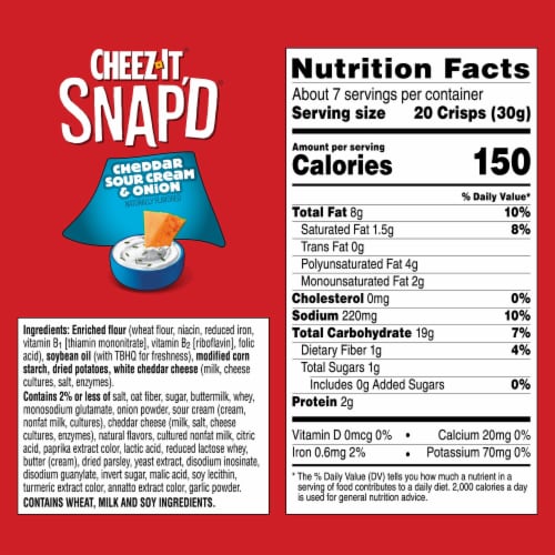 Cheez-It® Snap'd Cheddar Sour Cream and Onion Cheese Crackers Perspective: left