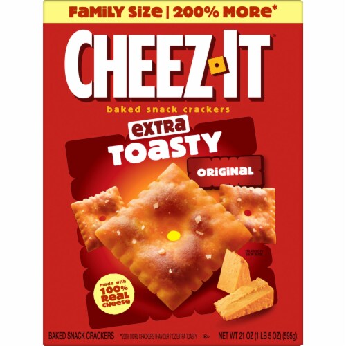 Cheez-It Extra Toasty Cheese Crackers Family Size Perspective: left