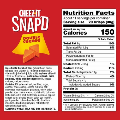 Cheez-It Snap'd Double Cheese Cheese Cracker Chips Family Size Perspective: left