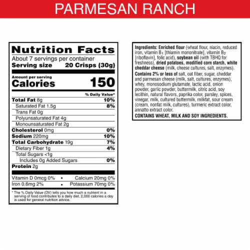 Cheez-It Parmesan Ranch Cheesy Baked Snacks Perspective: left