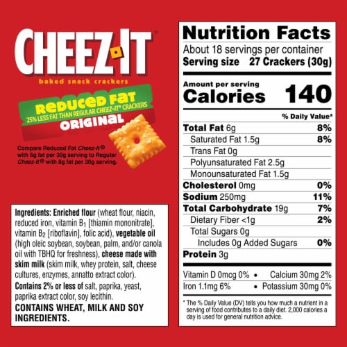Cheez-It® Reduced Fat Original Cheese Snack Crackers Family Size Perspective: left