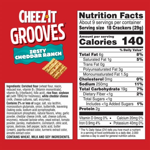 Cheez-It® Grooves Zesty Cheddar Ranch Cheese Crackers Perspective: left