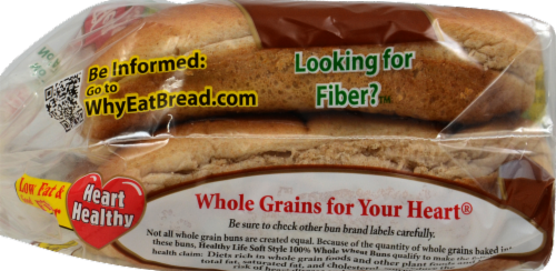 Healthy Life 100% Whole Wheat Hot Dog Buns Perspective: left