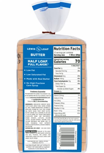 Lewis Bake Shop Butter Half Loaf White Bread Perspective: left