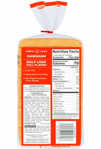 Lewis Bake Shop Half Loaf Hawaiian Bread Perspective: left