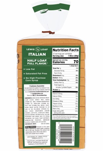 Lewis Bake Shop Italian Half Loaf Bread Perspective: left