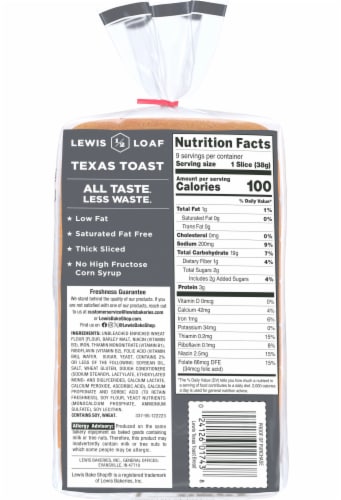 Lewis Bake Shop Half Loaf Texas Toast Perspective: left