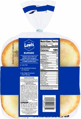 Lewis Bake Shop White Burger Buns Perspective: left