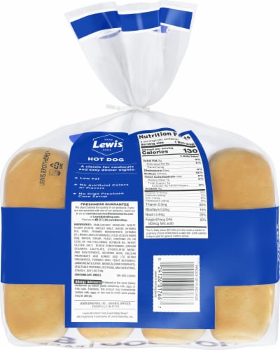 Lewis Bake Shop White Hot Dog Buns Perspective: left