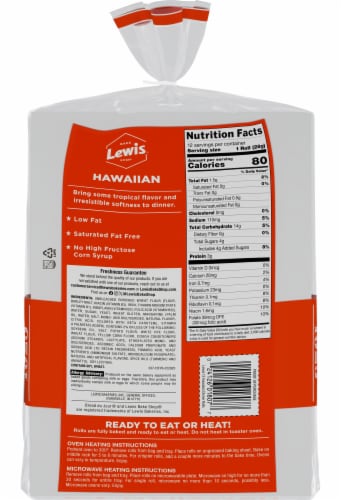 Lewis Bake Shop Sweet Hawaiian Dinner Rolls Perspective: left