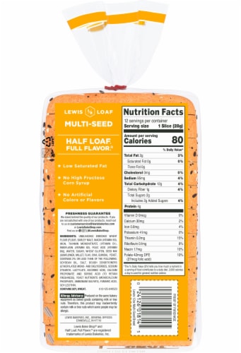 Lewis Bake Shop® Multi-Seed 1/2 Loaf Special Recipe Bread Perspective: left