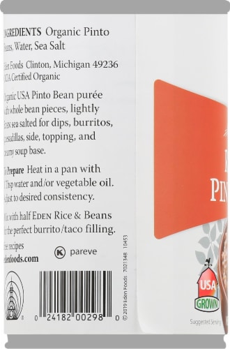 Eden Organic Refried Pinto Beans Perspective: left