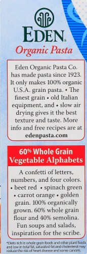 Eden Organic Vegetable Alphabets Pasta Perspective: left
