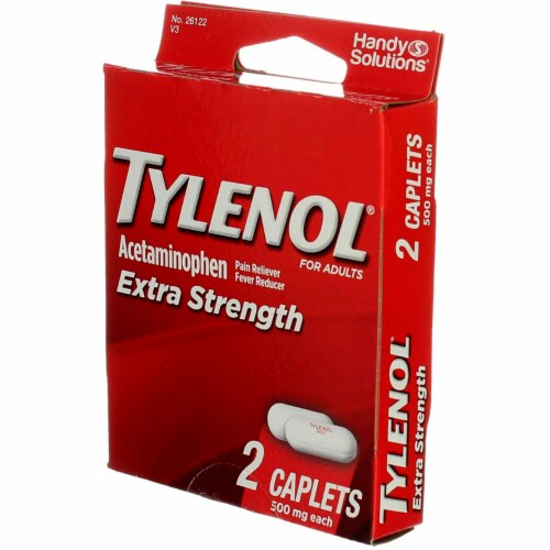 Tylenol Extra Strength Acetaminophen Caplets, 500 mg, 2 Ct Perspective: left