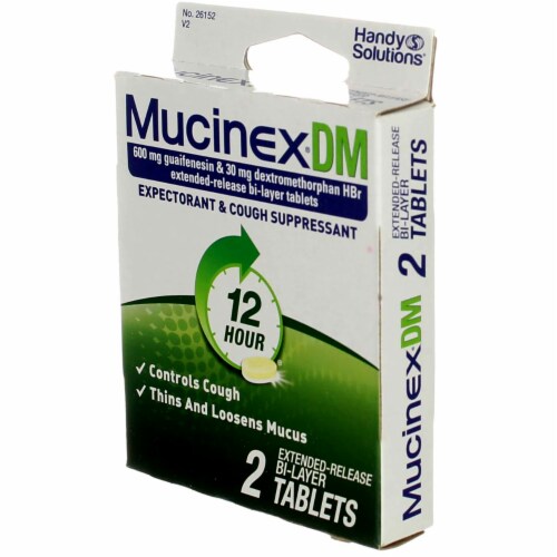 Mucinex DM Expectorant & Cough Suppressant Tablets, 12-Hour, 2 Ct Perspective: left