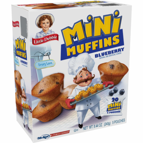 Blueberry Mini Muffins, 4 Boxes, 20 Travel Pouches of Bite Size Muffins Perspective: left